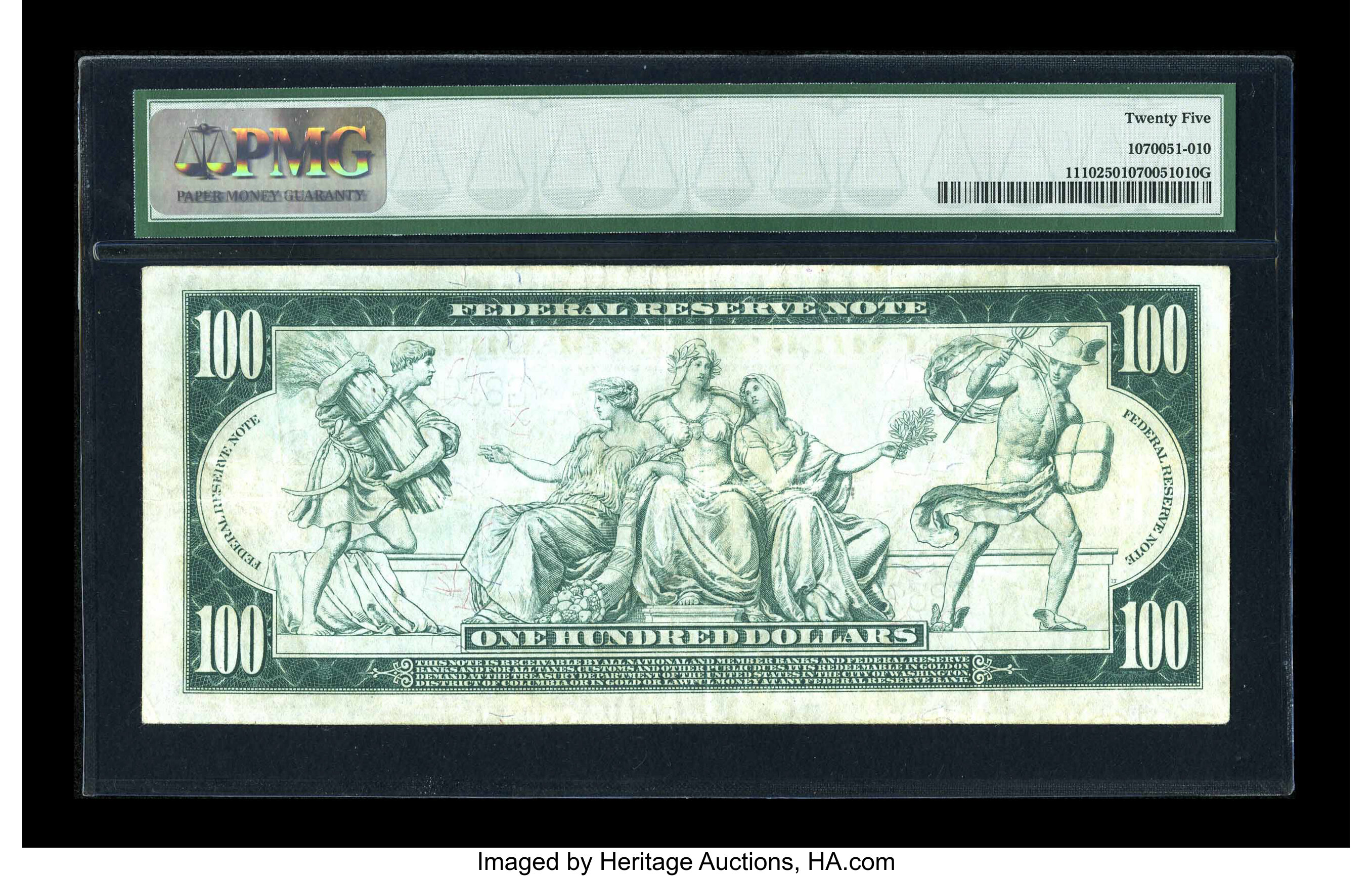 image for: Fr. 1110 $100 1914 Federal Reserve Note PMG Very Fine 25....