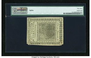 image for: Continental Currency July 22, 1776 $7 Blue Counterfeit Detector PMG About Uncirculated 53....