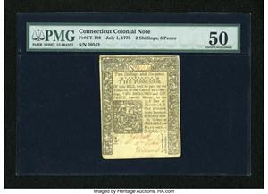 image for: Connecticut July 1, 1775 2s/6d PMG About Uncirculated 50....