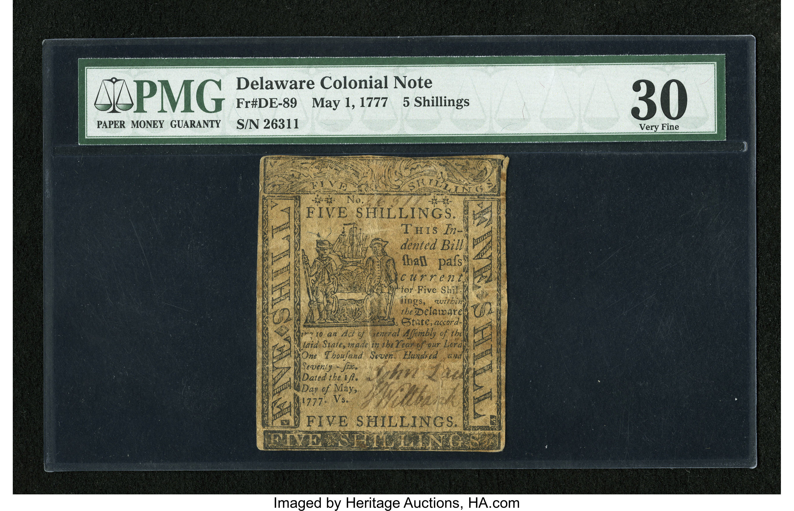 image for: Delaware May 1, 1777 5s PMG Very Fine 30....