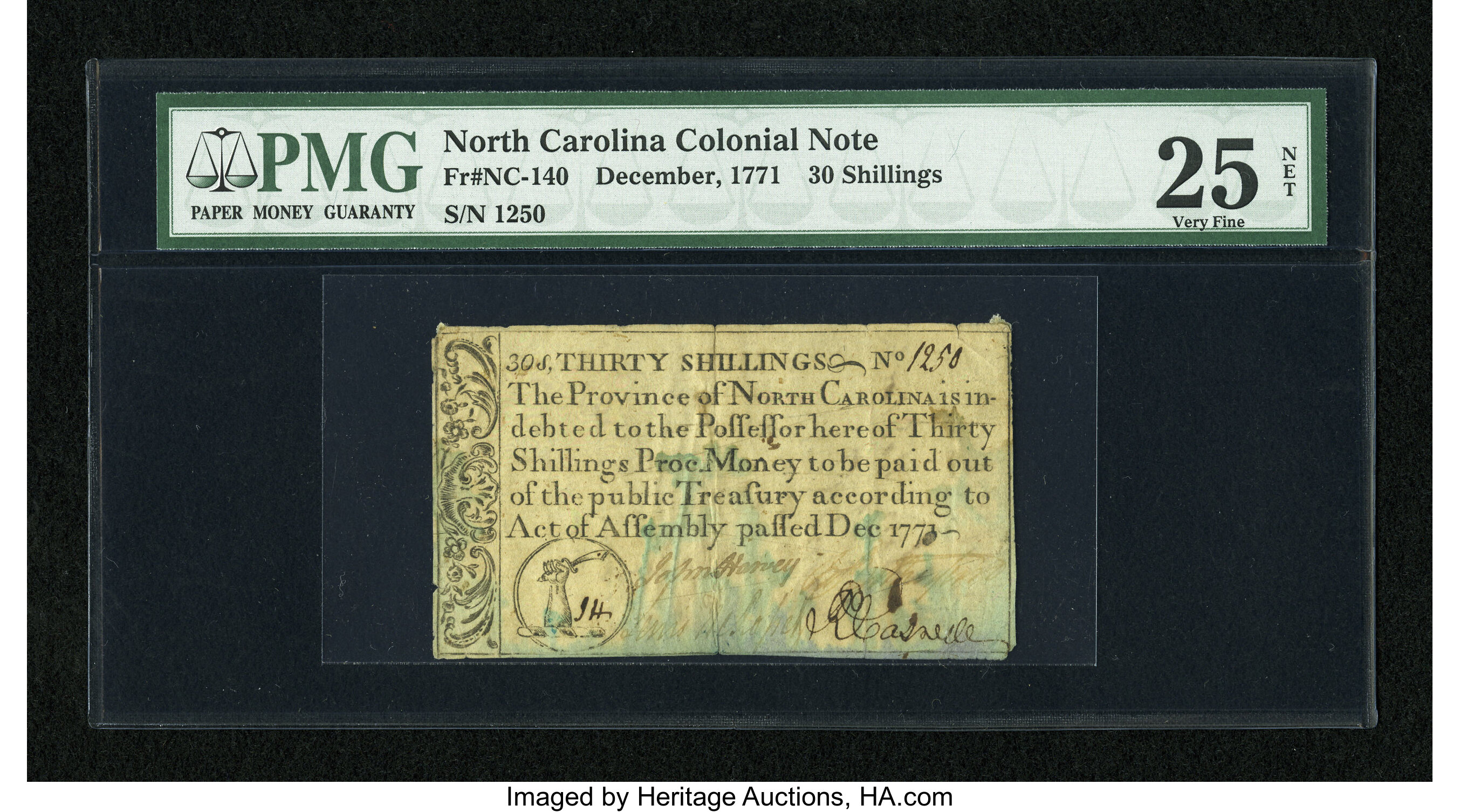 image for: North Carolina December, 1771 30s PMG Net Very Fine 25....