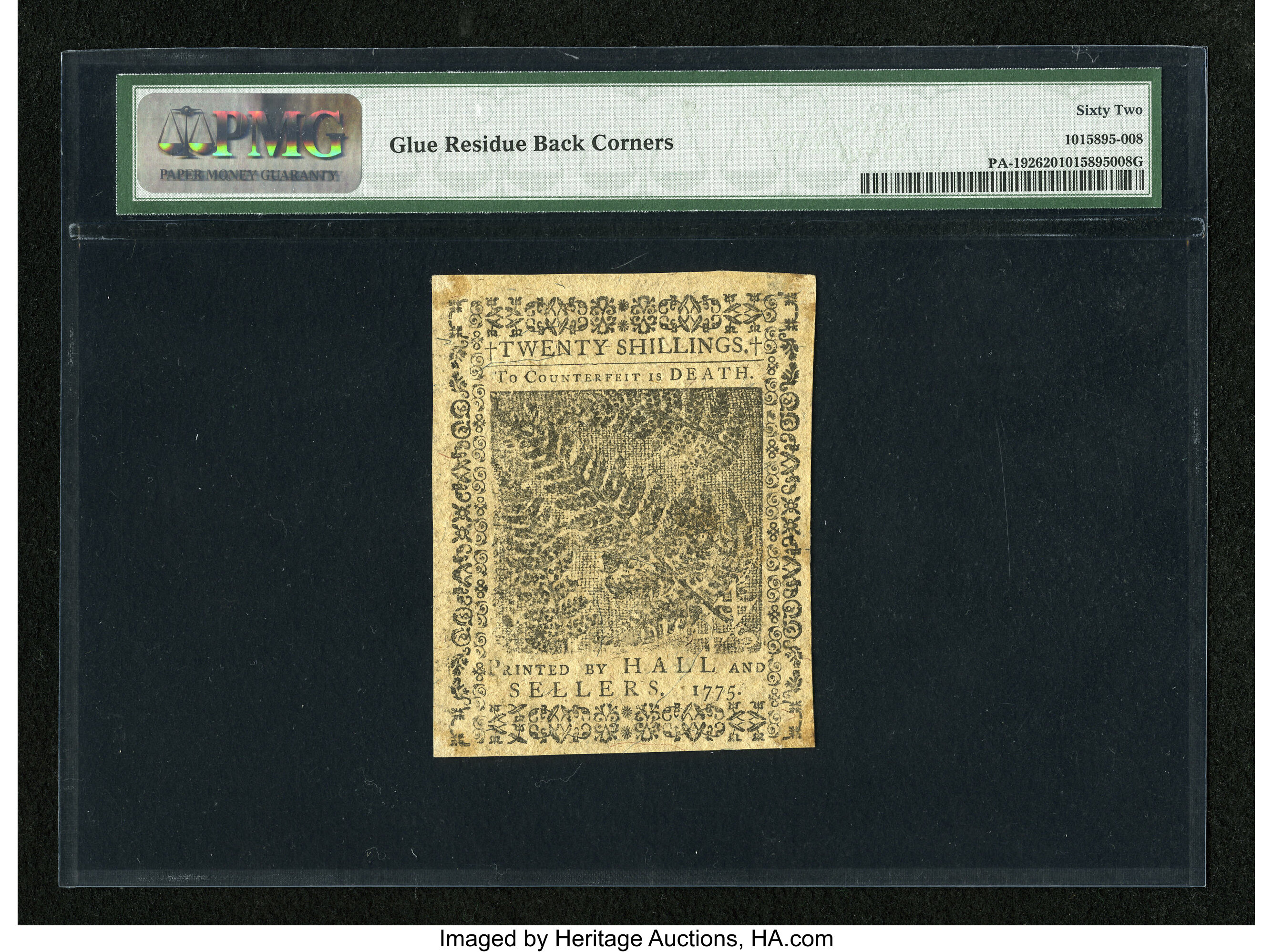 image for: Pennsylvania October 25, 1775 20s PMG Uncirculated 62....