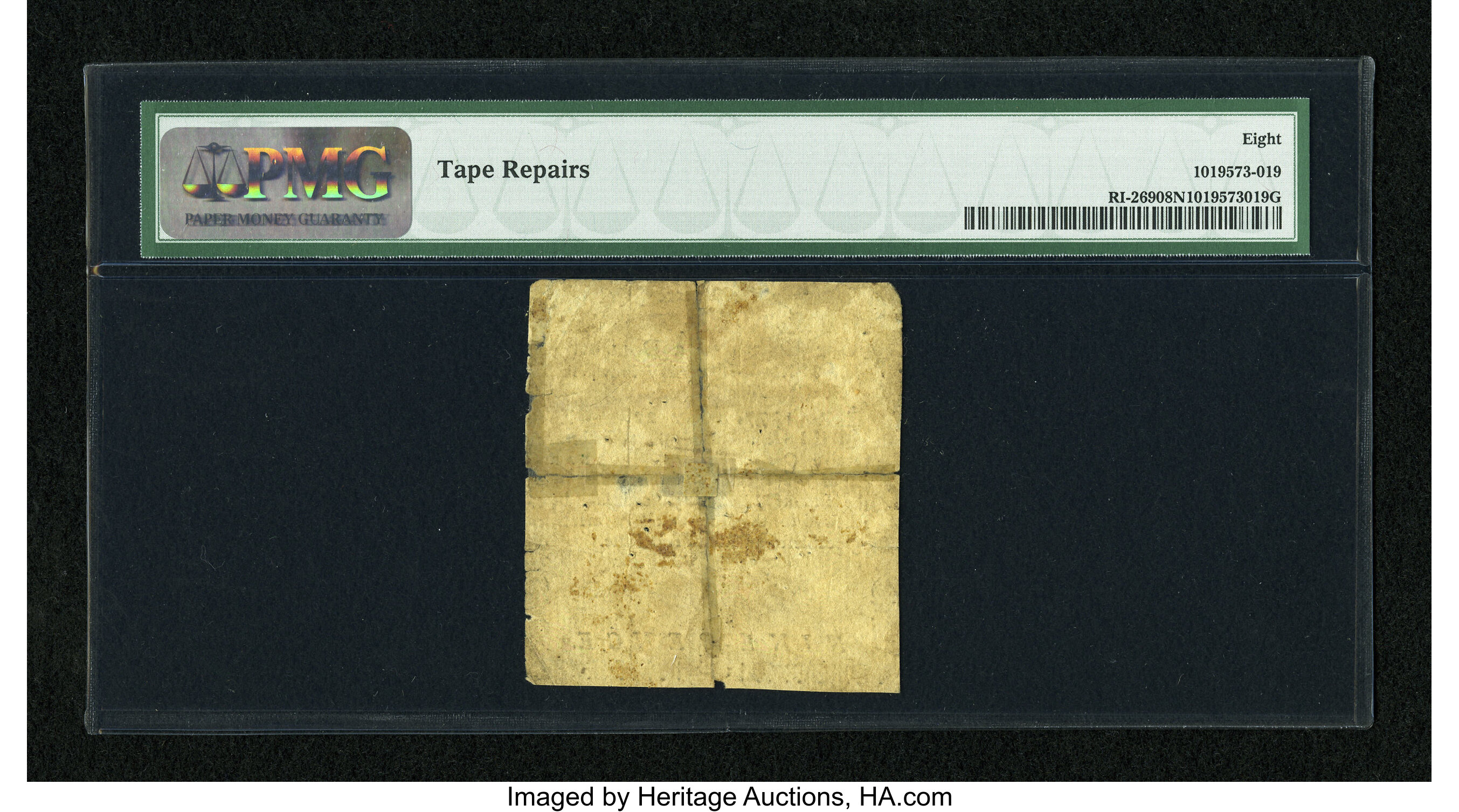 image for: Rhode Island May 22, 1777 $1/8 PMG Net Very Good 8....