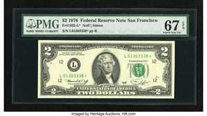 image for: Fr. 1935-L* $2 1976 Federal Reserve Star Note. PMG Superb Gem Unc 67 EPQ....