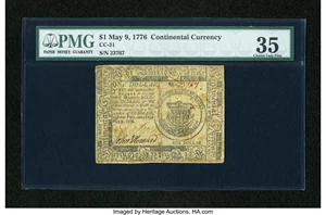 image for: Continental Currency May 9, 1776 $1 PMG Choice Very Fine 35....