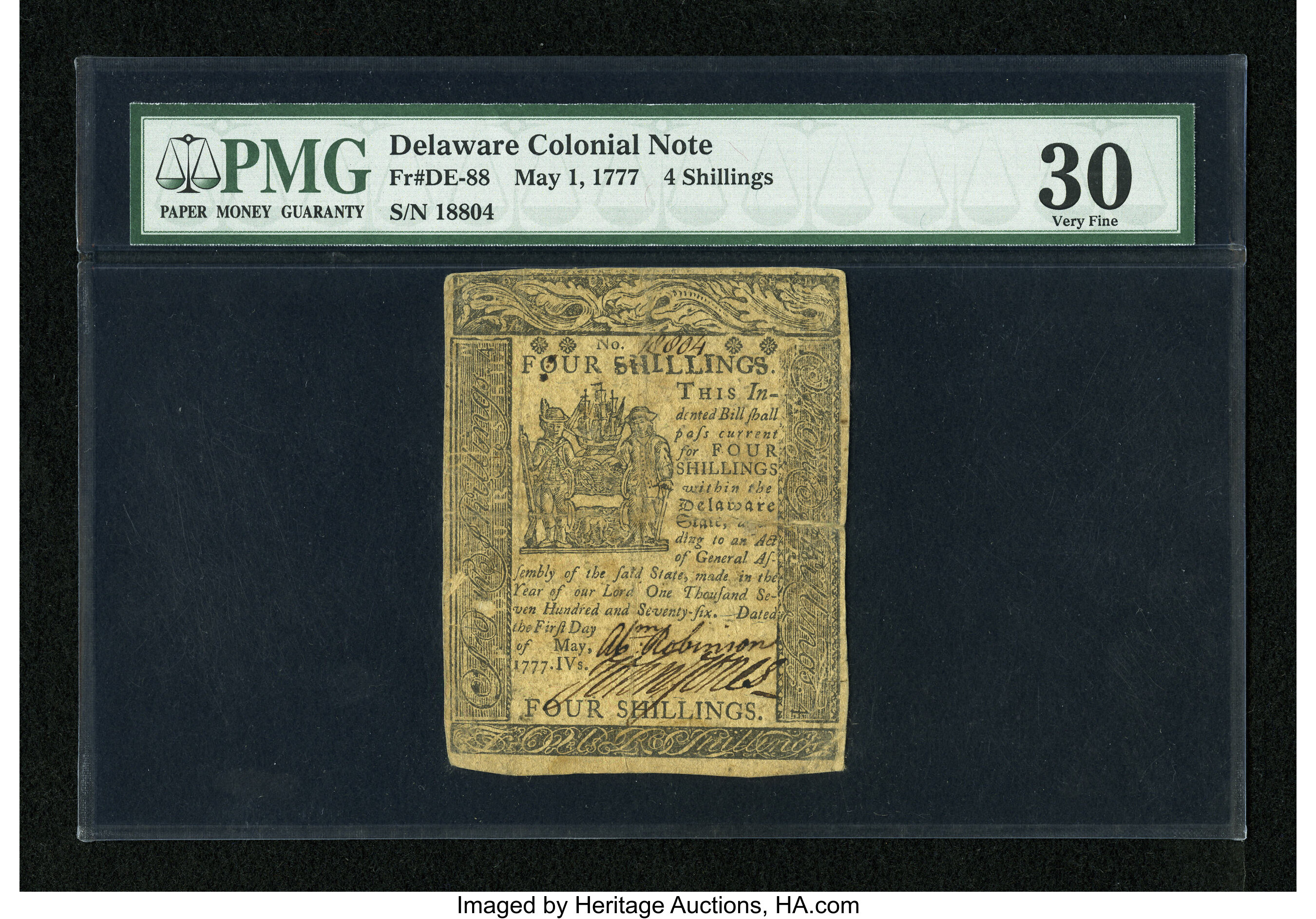 image for: Delaware May 1, 1777 4s PMG Very Fine 30....