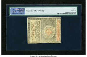image for: Massachusetts May 5, 1780 $5 Uncancelled PMG About Uncirculated 55 EPQ....