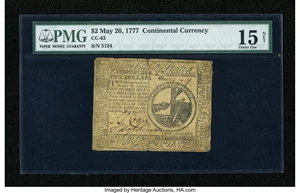 image for: Continental Currency May 20, 1777 $2 PMG Choice Fine Net 15....