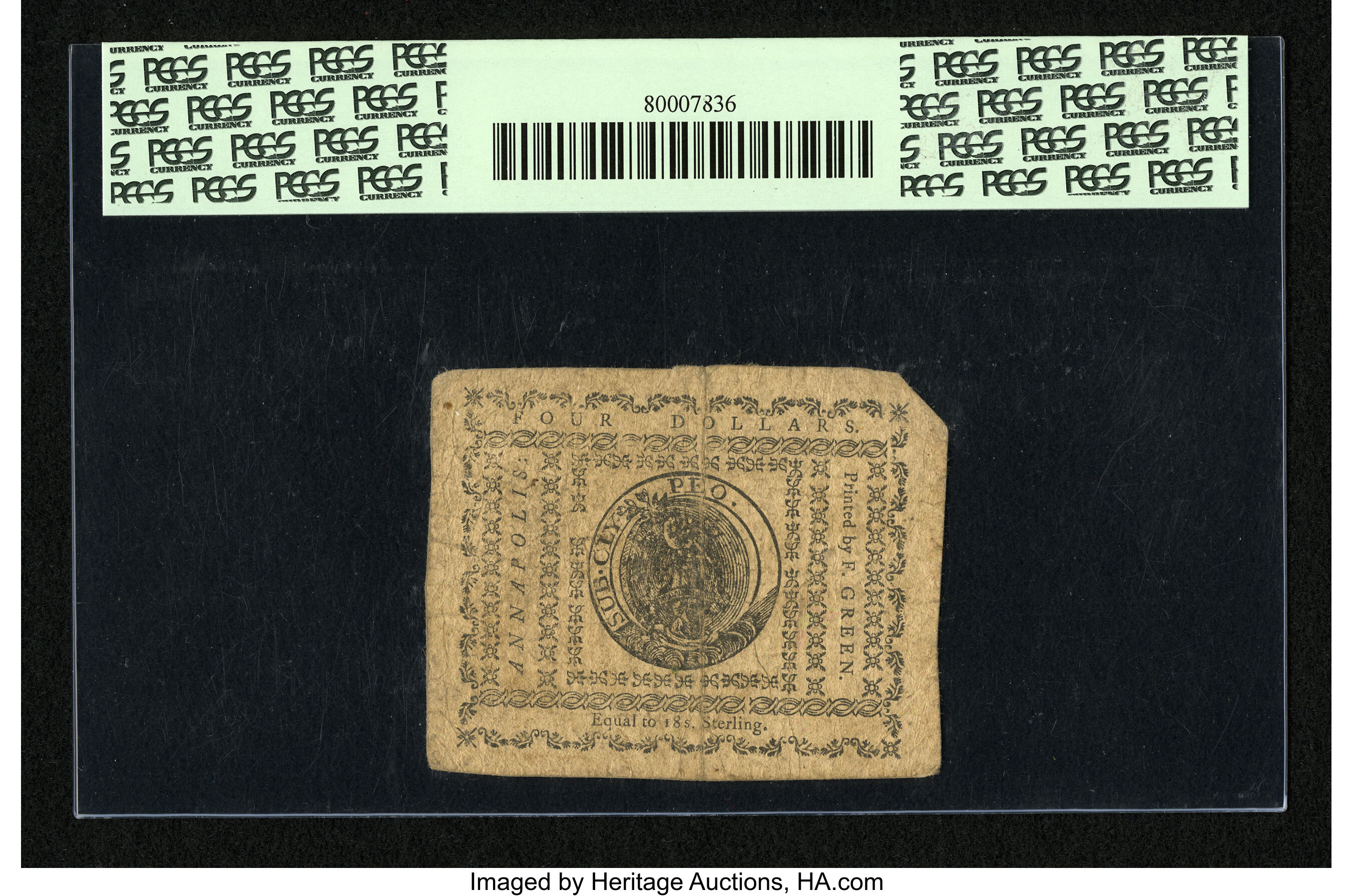 image for: Maryland December 7, 1775 $4 PCGS Fine 15....