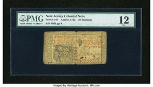 image for: New Jersey April 8, 1762 30s PMG Fine 12....