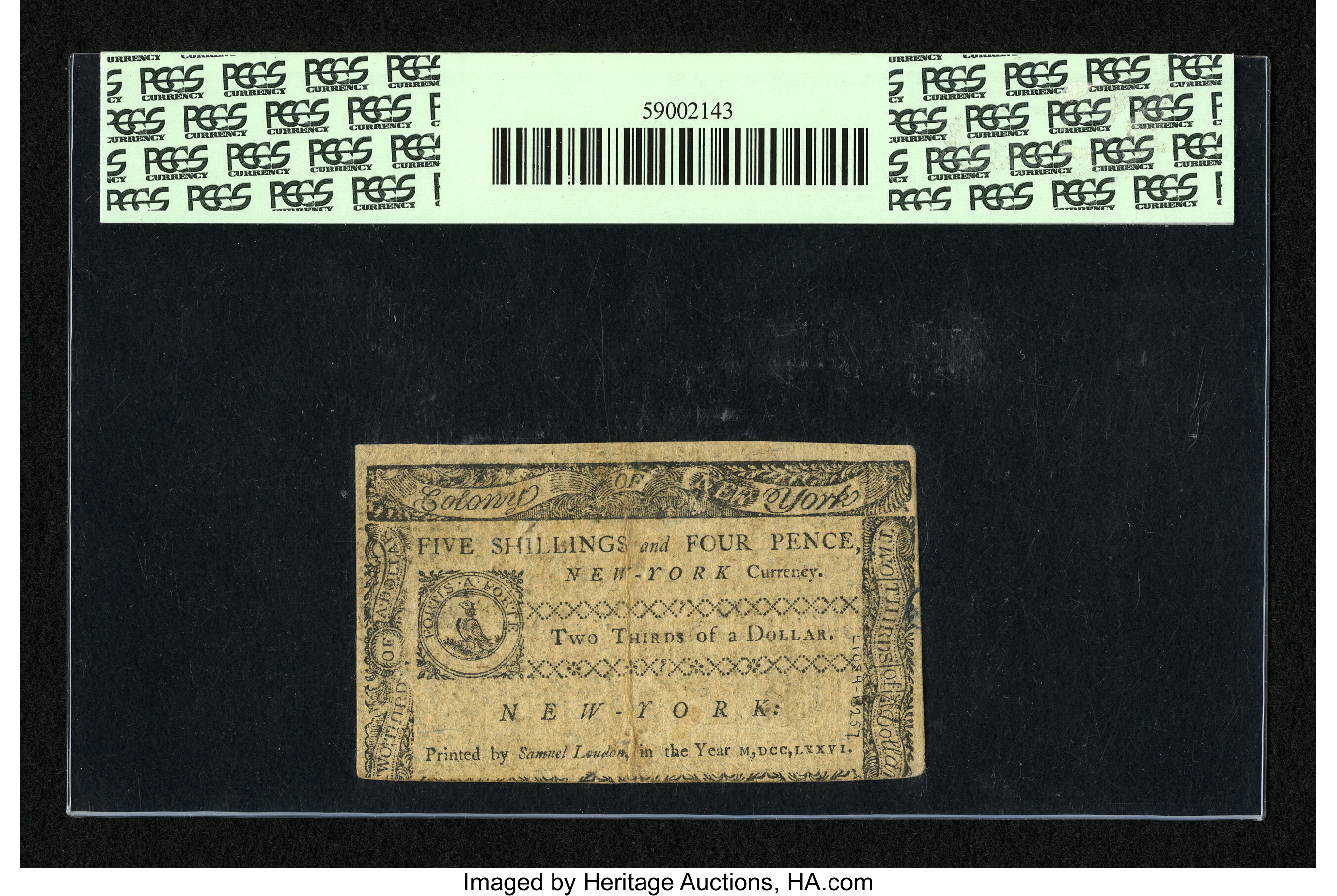 image for: New York March 5, 1776 $2/3 PCGS Extremely Fine 40....