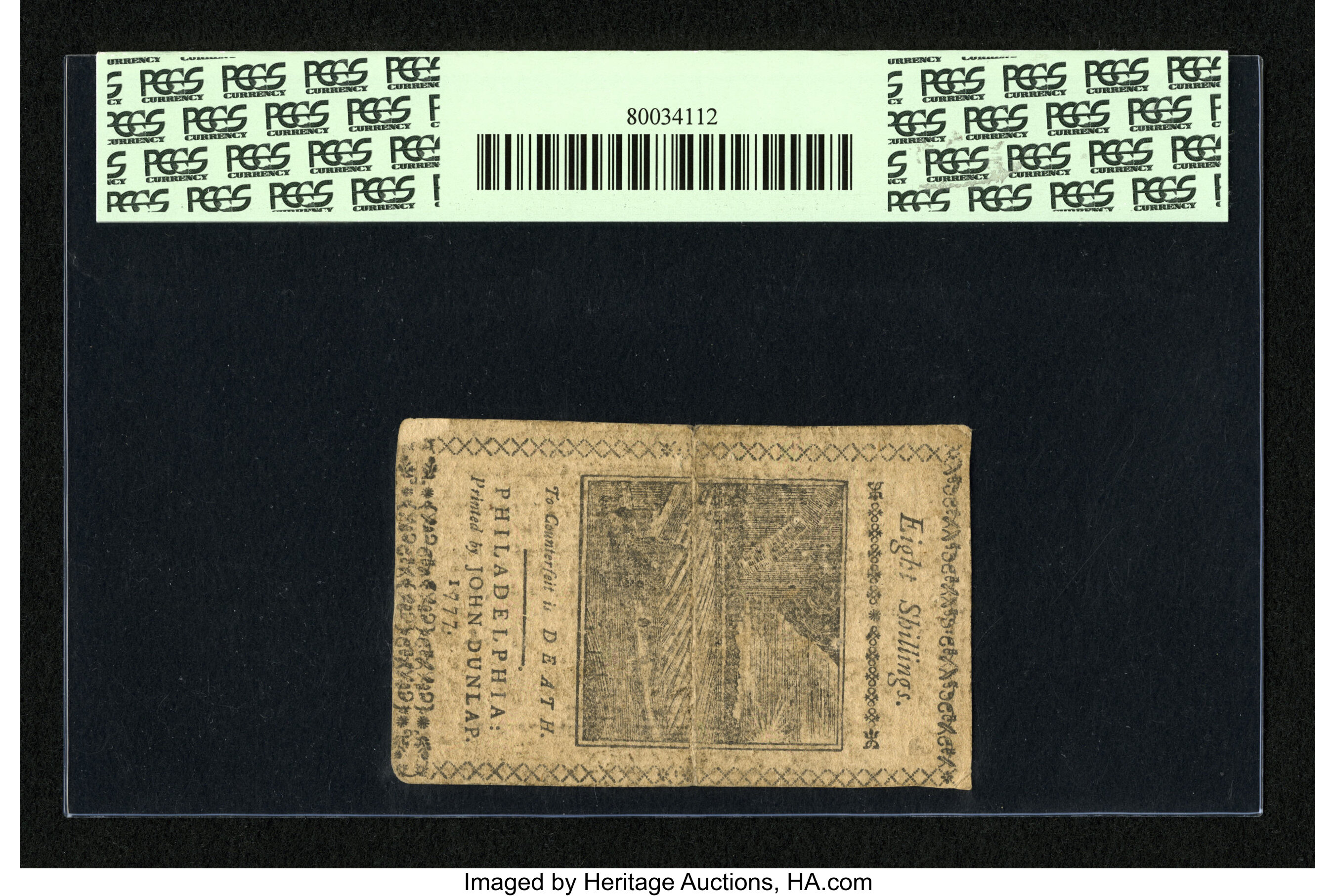 image for: Pennsylvania April 10, 1777 8s PCGS Extremely Fine 45....