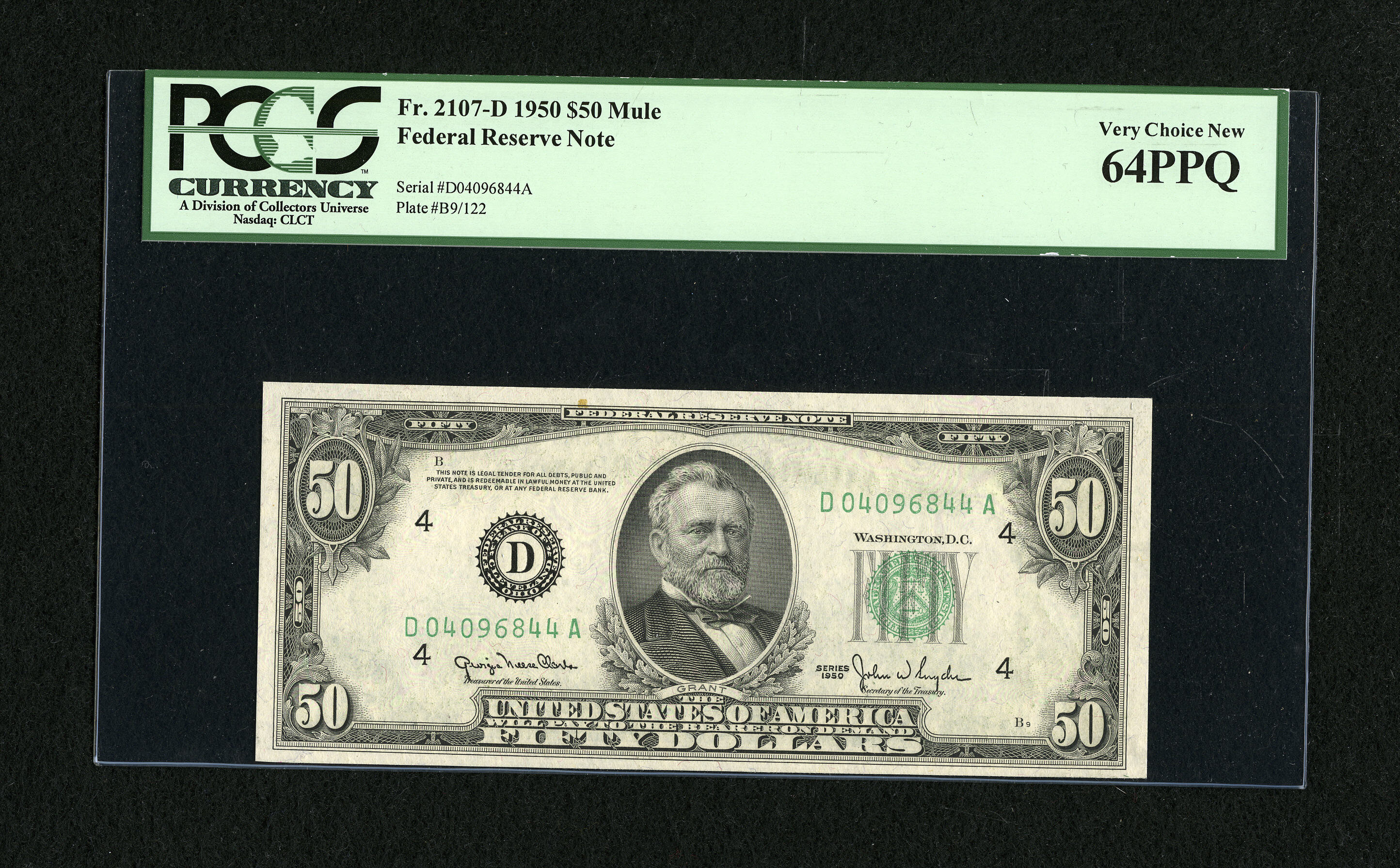 image for: Fr. 2107-D $50 1950 Mule Federal Reserve Note. PCGS Very Choice New 64PPQ....
