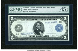 image for: Fr. 850 $5 1914 Federal Reserve Note PMG Choice Extremely Fine 45 EPQ....