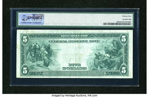 image for: Fr. 850 $5 1914 Federal Reserve Note PMG Very Fine 25....