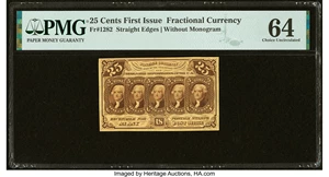 image for: Fr. 1282 25¢ First Issue PMG Choice Uncirculated 64....
