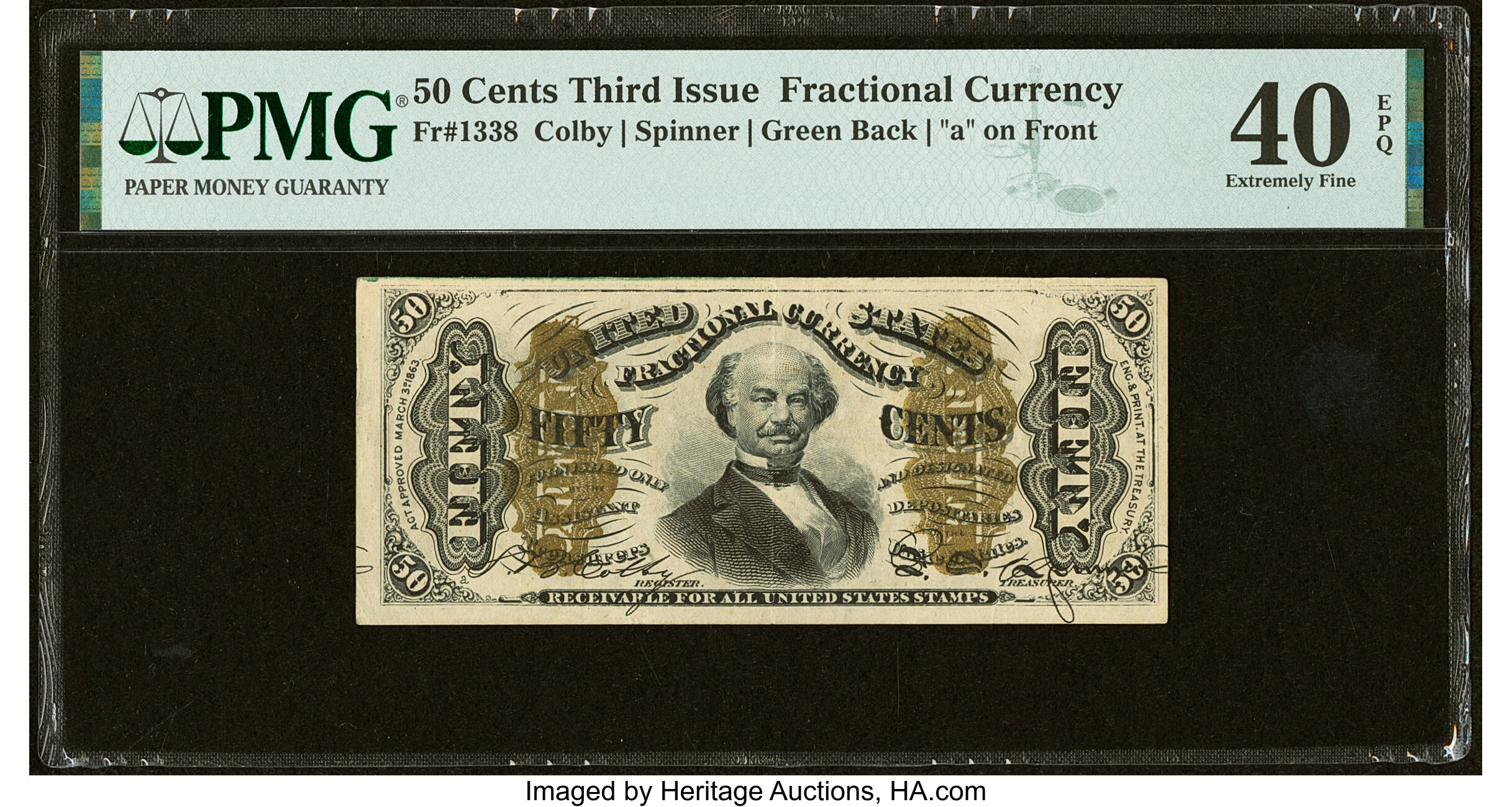 image for: Fr. 1338 50¢ Third Issue Spinner PMG Extremely Fine 40 EPQ....