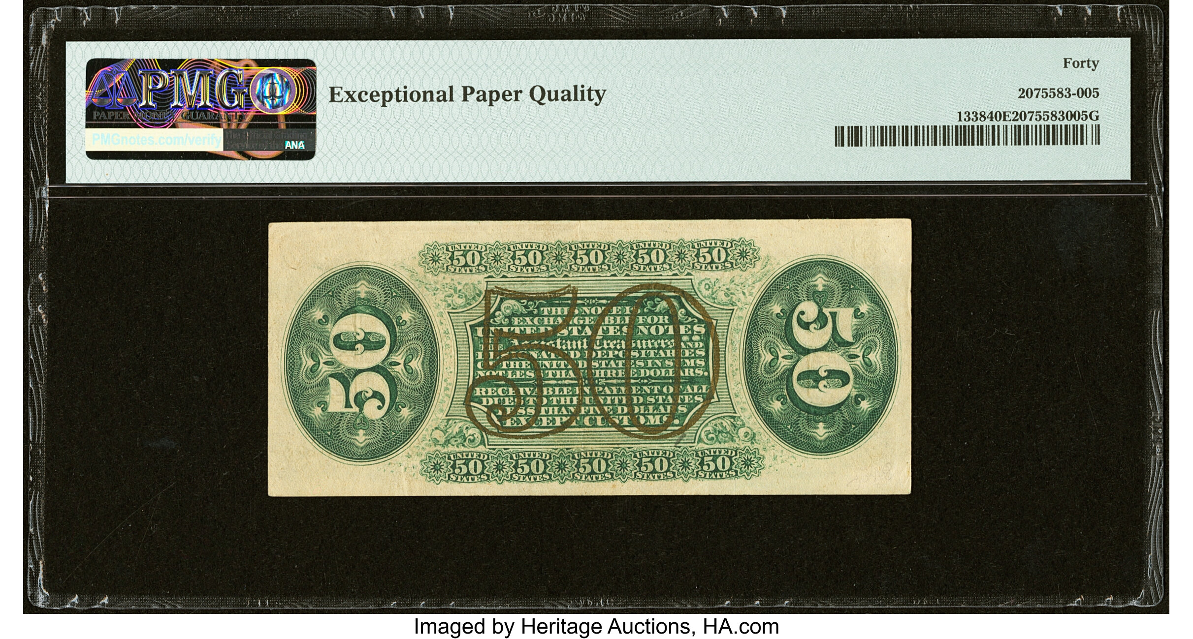 image for: Fr. 1338 50¢ Third Issue Spinner PMG Extremely Fine 40 EPQ....
