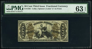image for: Fr. 1361 50¢ Third Issue Justice PMG Choice Uncirculated 63 EPQ....