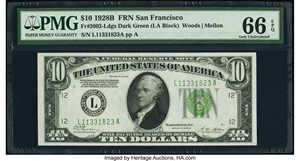 image for: Fr. 2002-L $10 1928B Federal Reserve Note. PMG Gem Uncirculated 66 EPQ....