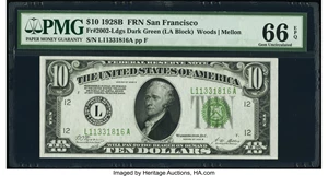 image for: Fr. 2002-L $10 1928B Federal Reserve Note. PMG Gem Uncirculated 66 EPQ....