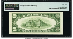 image for: Solid Serial Number 66666666 Fr. 2012-J $10 1950B Federal Reserve Note. PMG Choice Uncirculated 63 EPQ....