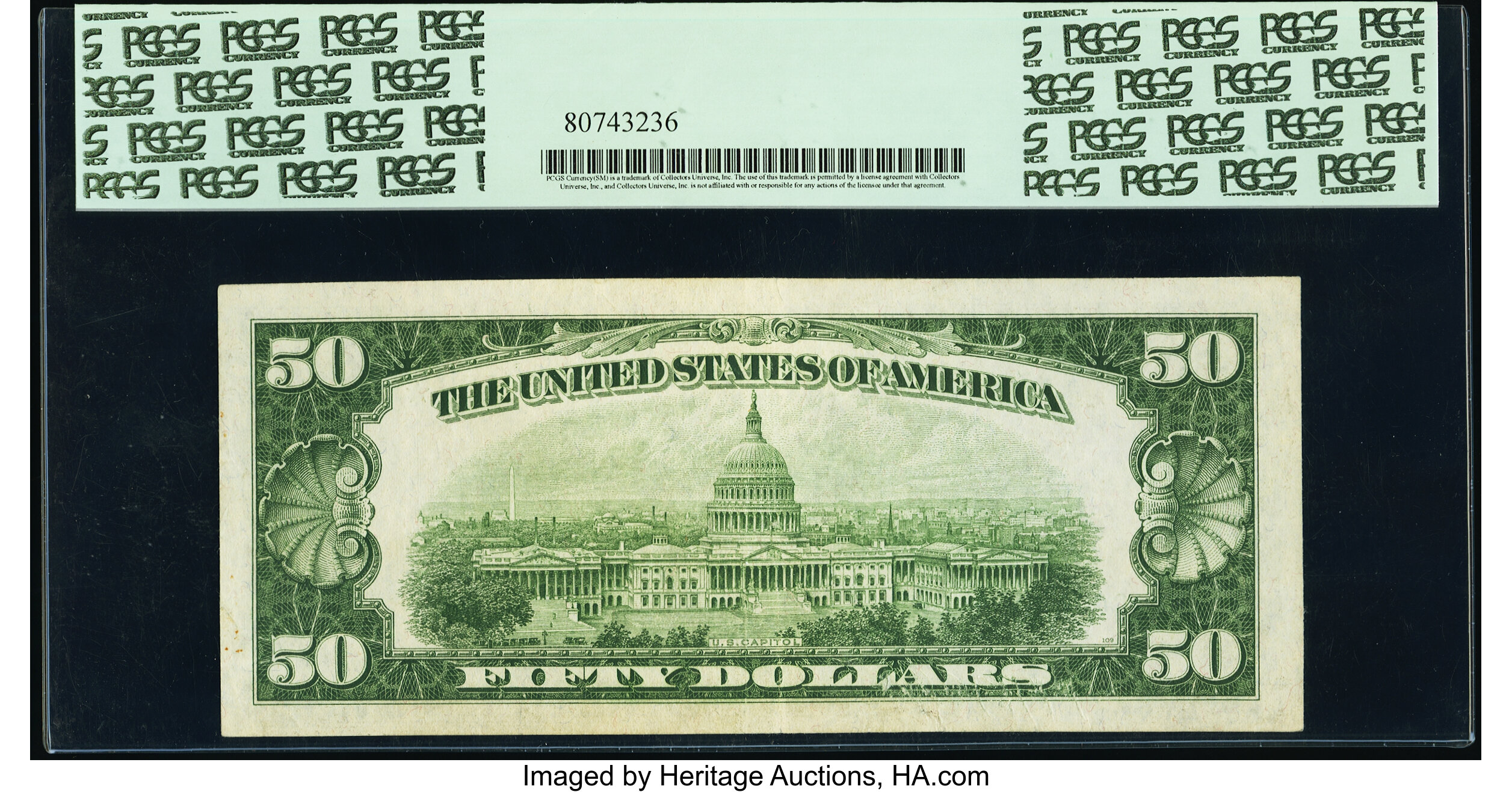image for: Fr. 2106-G* $50 1934D Federal Reserve Star Note. PCGS About New 50....