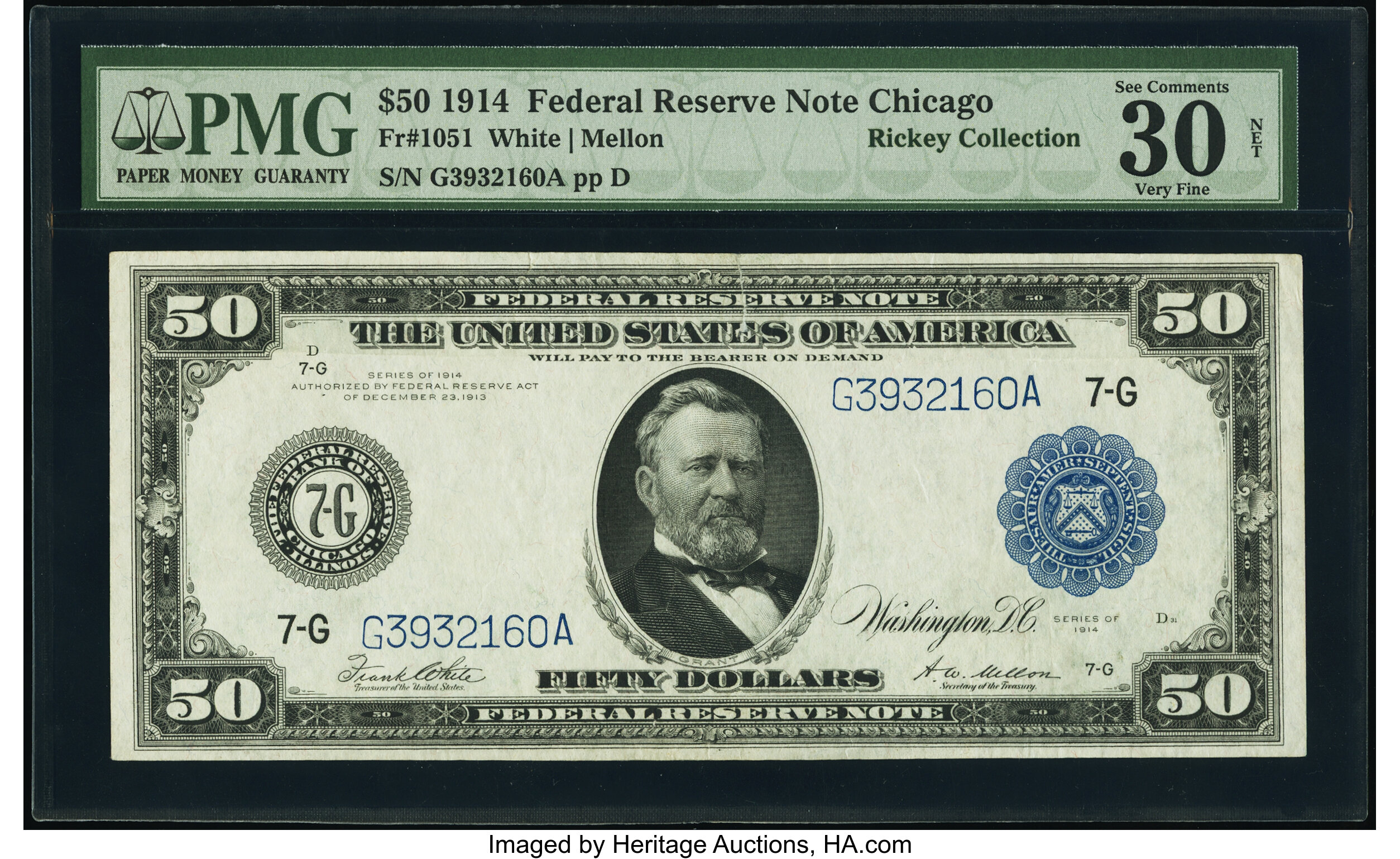 image for: Fr. 1051 $50 1914 Federal Reserve Note PMG Very Fine 30 Net....