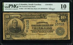 image for: Columbia, SC - $10 1902 Date Back Fr. 621 The National State Bank Ch. # (S)10315 PMG Very Good 10....