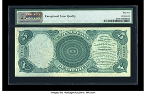 image for: Fr. 67 $5 1875 Legal Tender PMG About Uncirculated 55 EPQ....