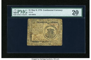 image for: Continental Currency May 9, 1776 $1 PMG Very Fine 20....