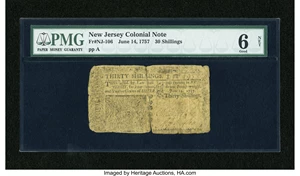 image for: New Jersey June 14, 1757 30s PMG Good Net 6....