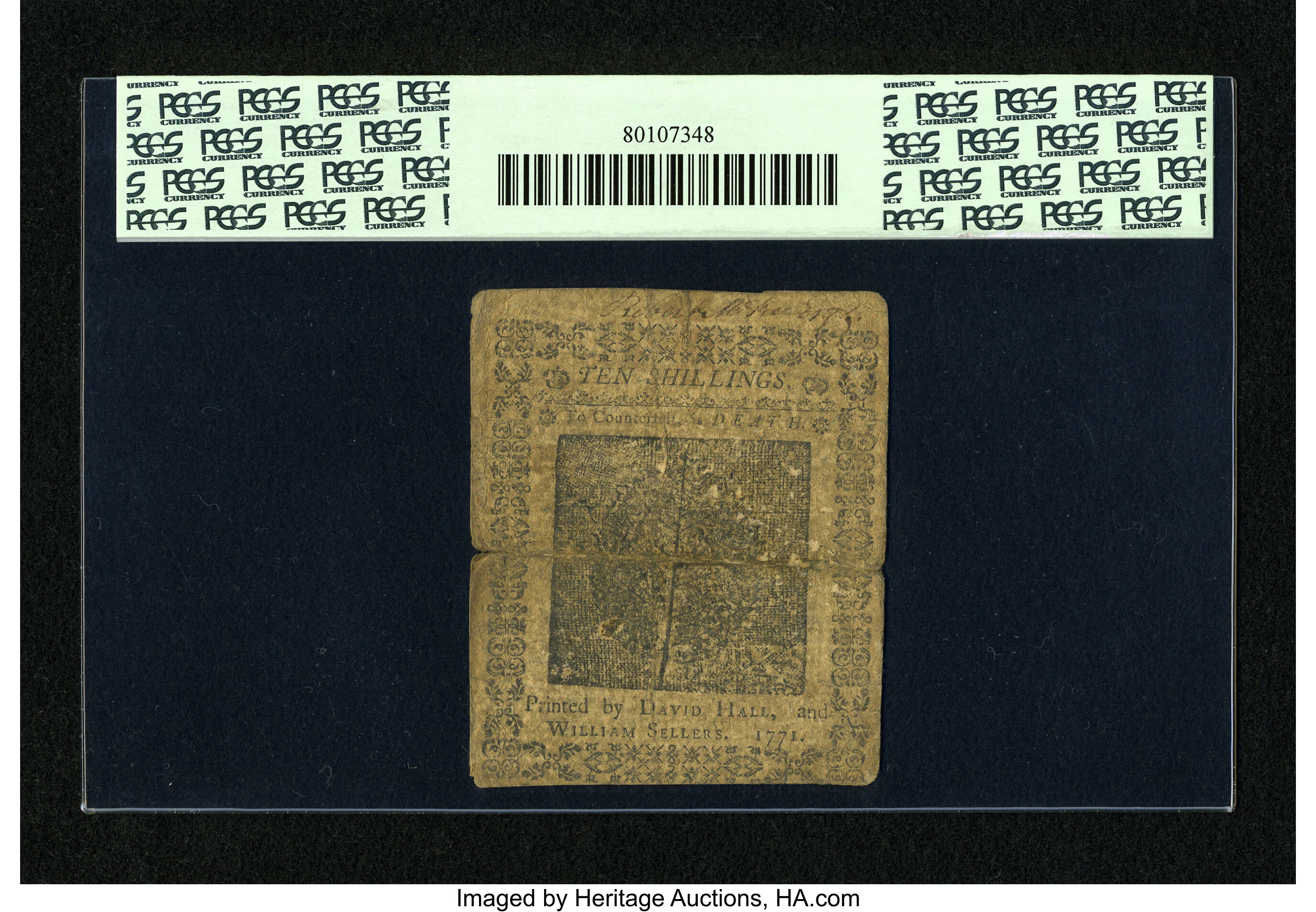 image for: Pennsylvania March 20, 1771 10s PCGS Fine 15....