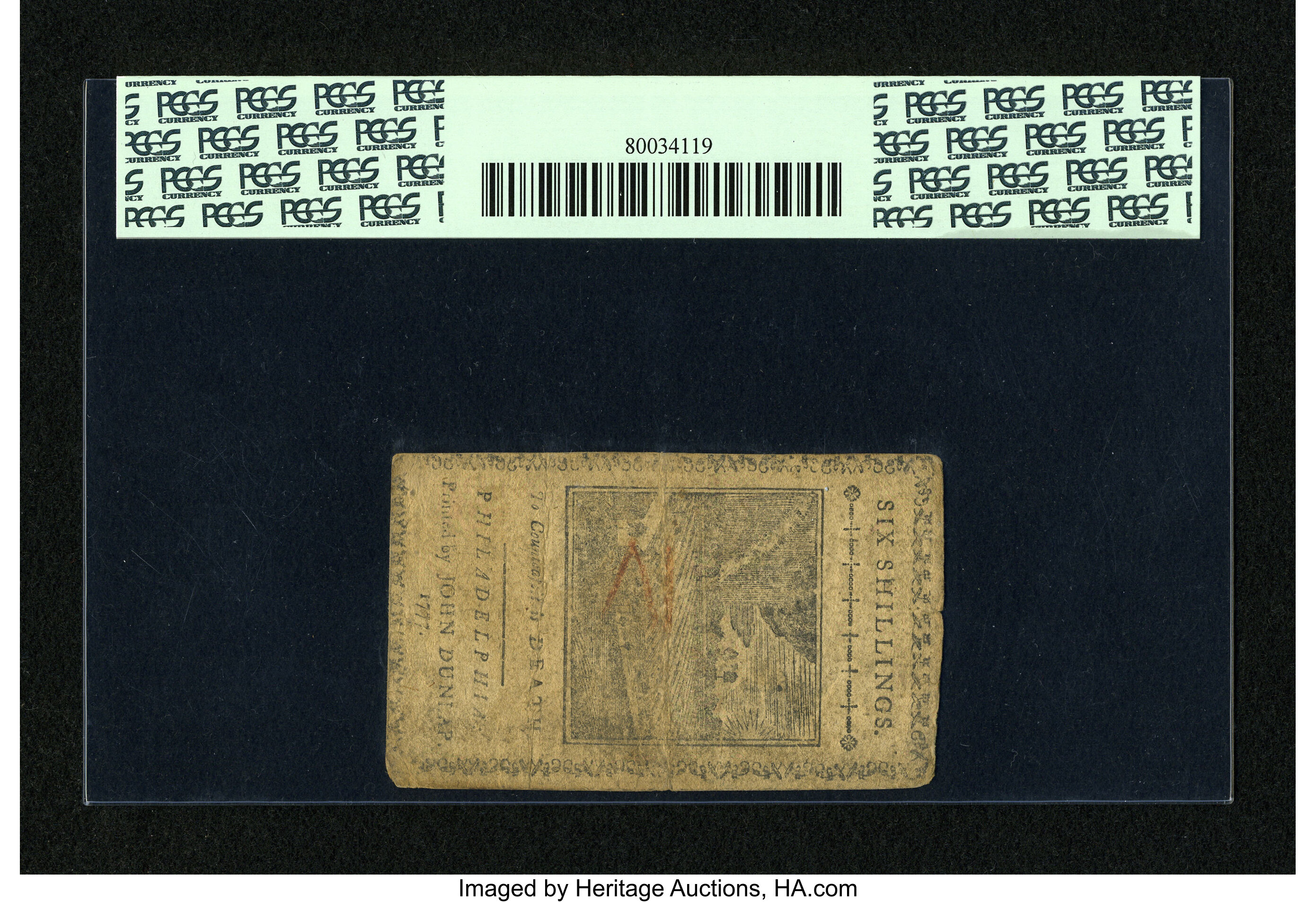 image for: Pennsylvania April 10, 1777 6s PCGS Very Fine 20....