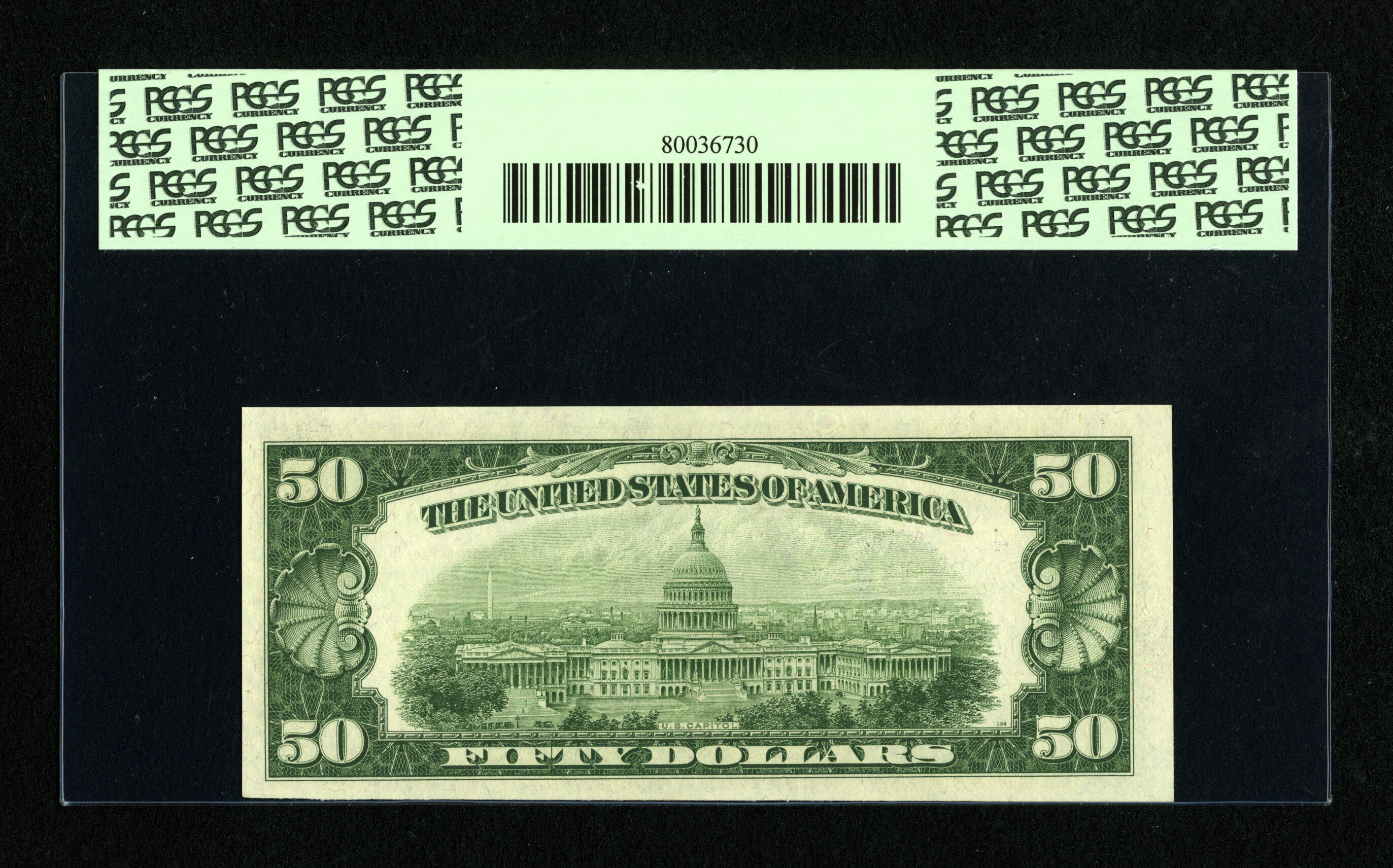 image for: Fr. 2107-D $50 1950 Mule Federal Reserve Note. PCGS Choice About New 58....