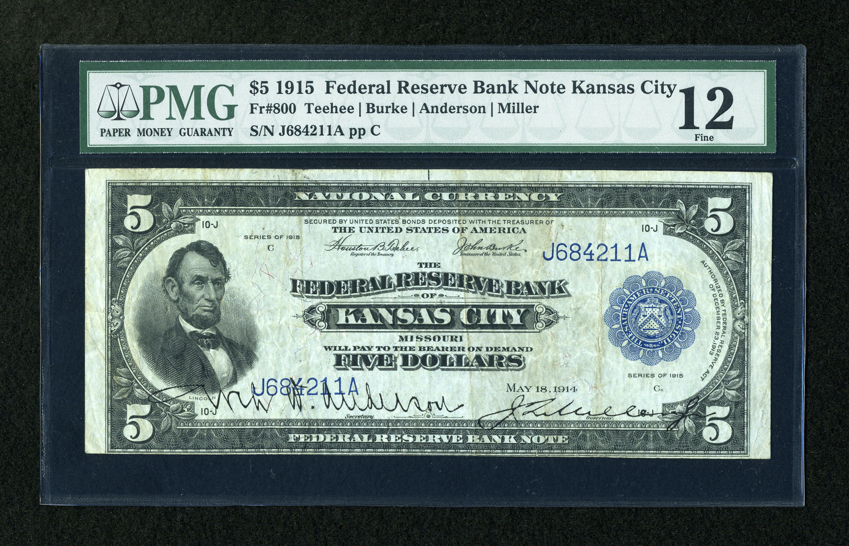 image for: Fr. 800 $5 1915 Federal Reserve Bank Note PMG Fine 12....