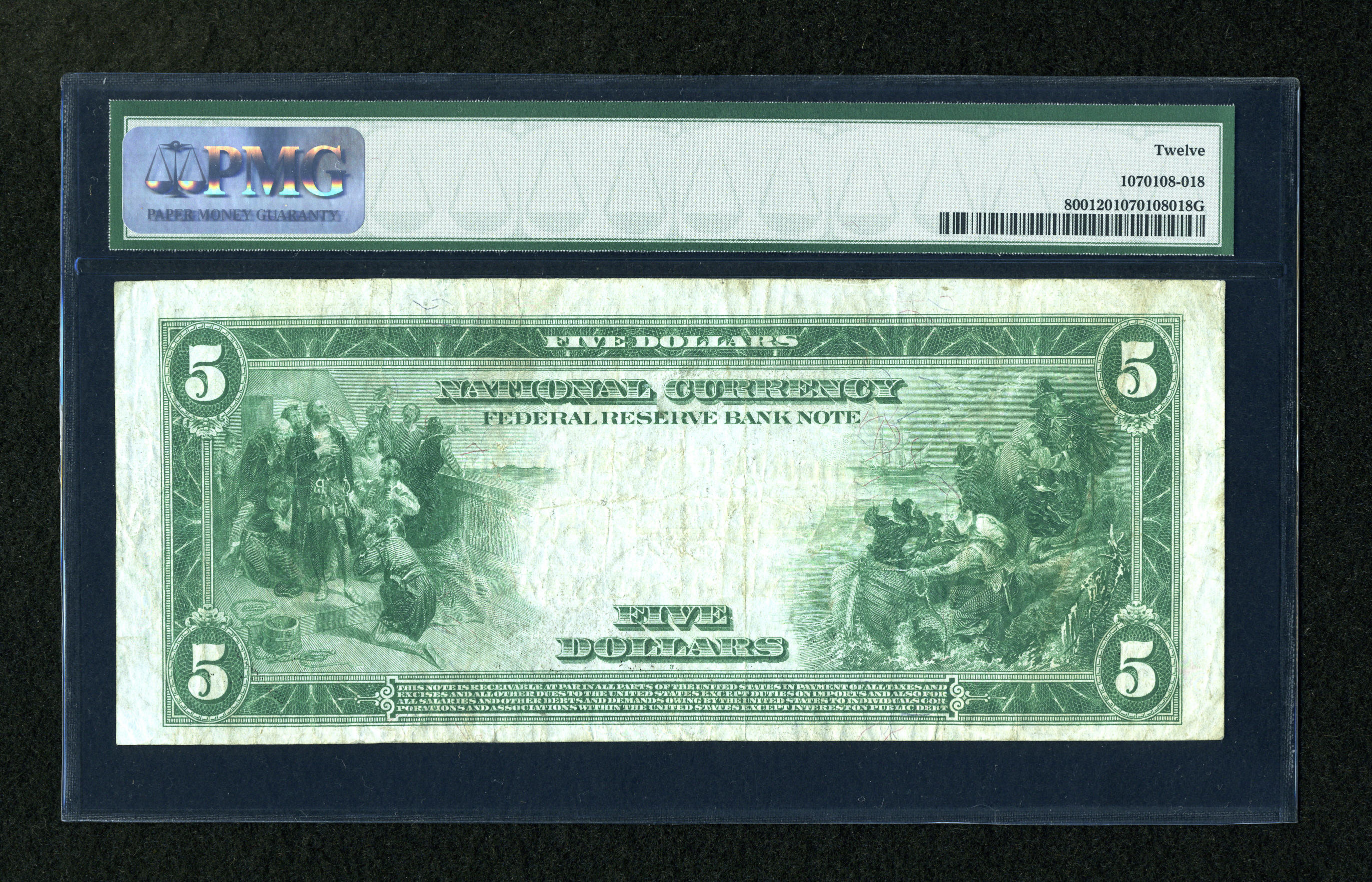 image for: Fr. 800 $5 1915 Federal Reserve Bank Note PMG Fine 12....