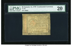 image for: Continental Currency January 14, 1779 $2 PMG Very Fine 20....