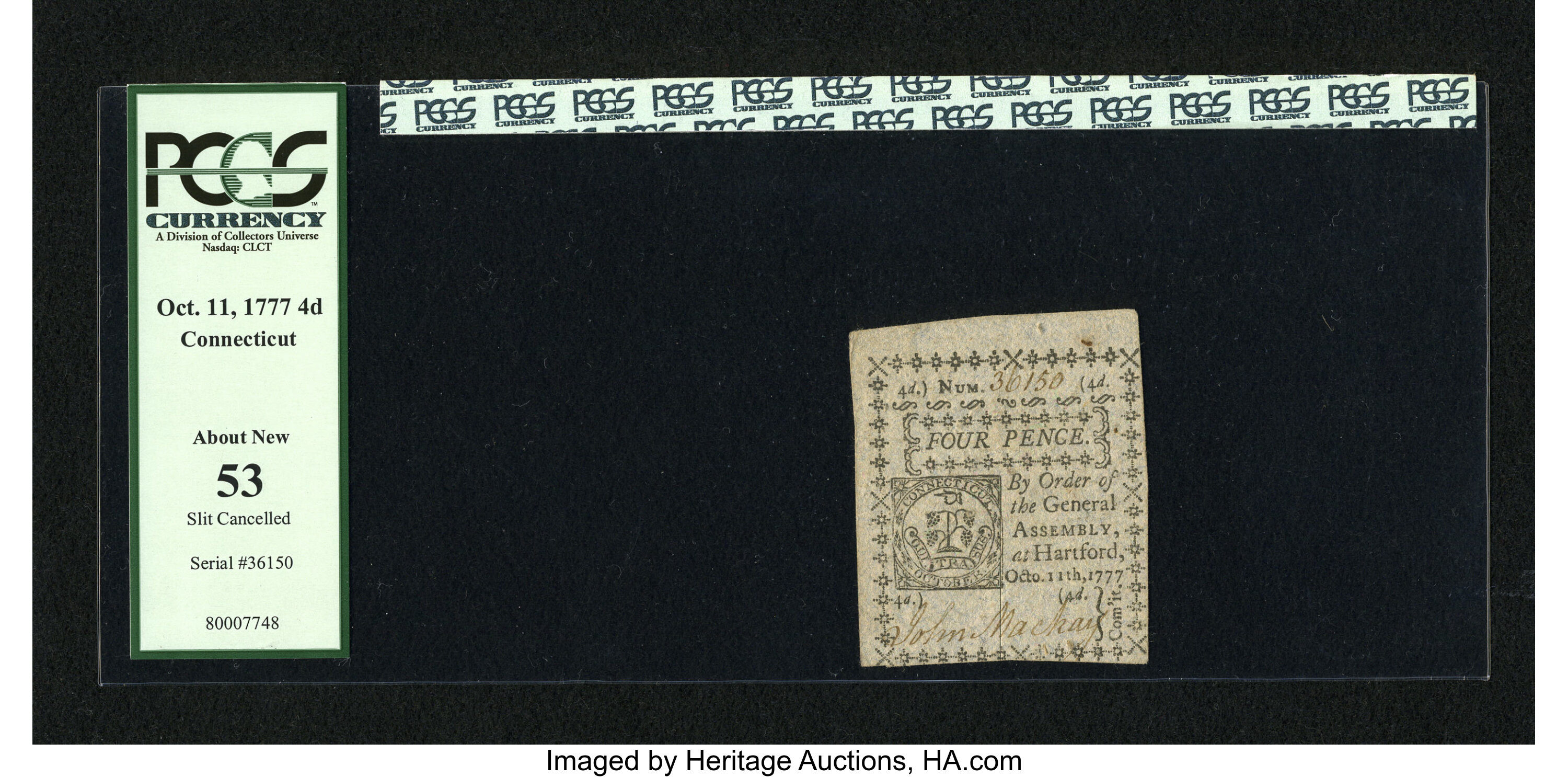 image for: Connecticut October 11, 1777 4d PCGS About New 53....