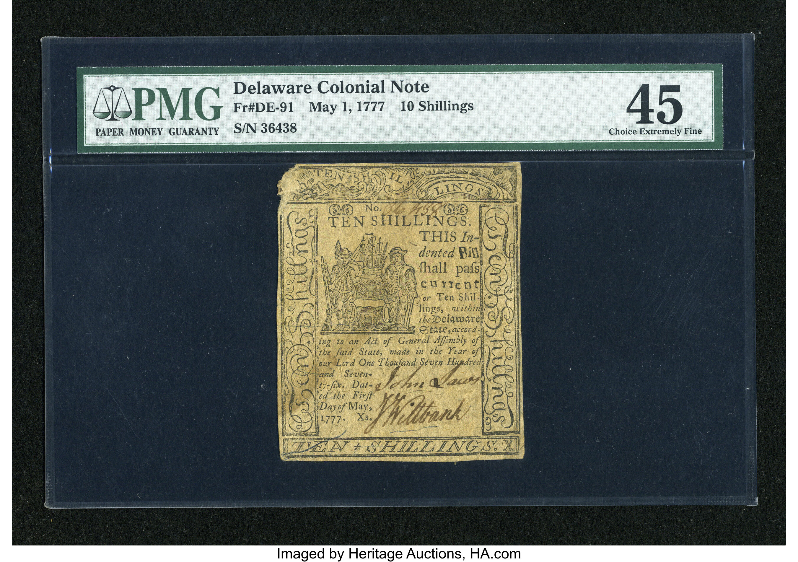 image for: Delaware May 1, 1777 10s PMG Choice Extremely Fine 45....