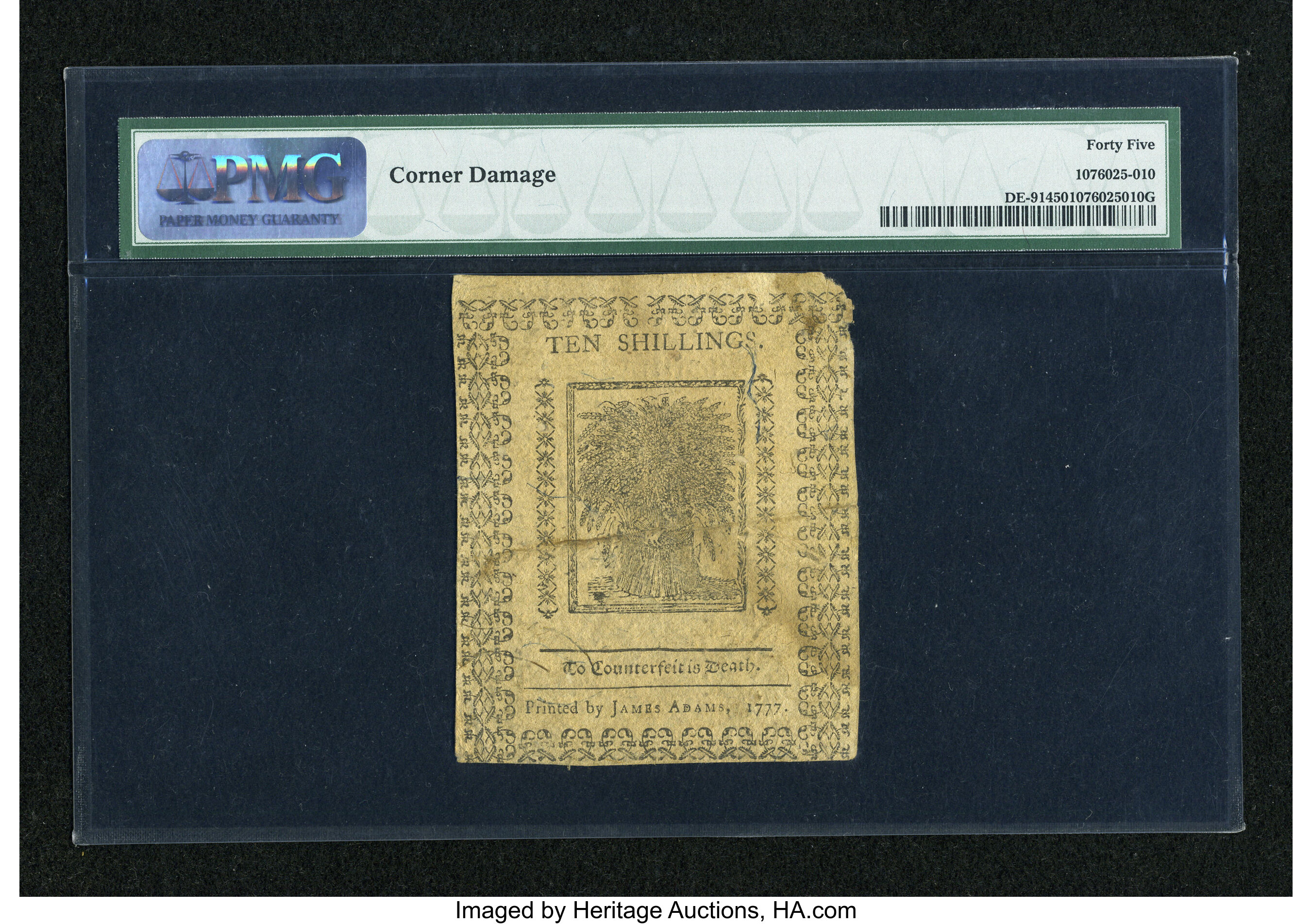 image for: Delaware May 1, 1777 10s PMG Choice Extremely Fine 45....