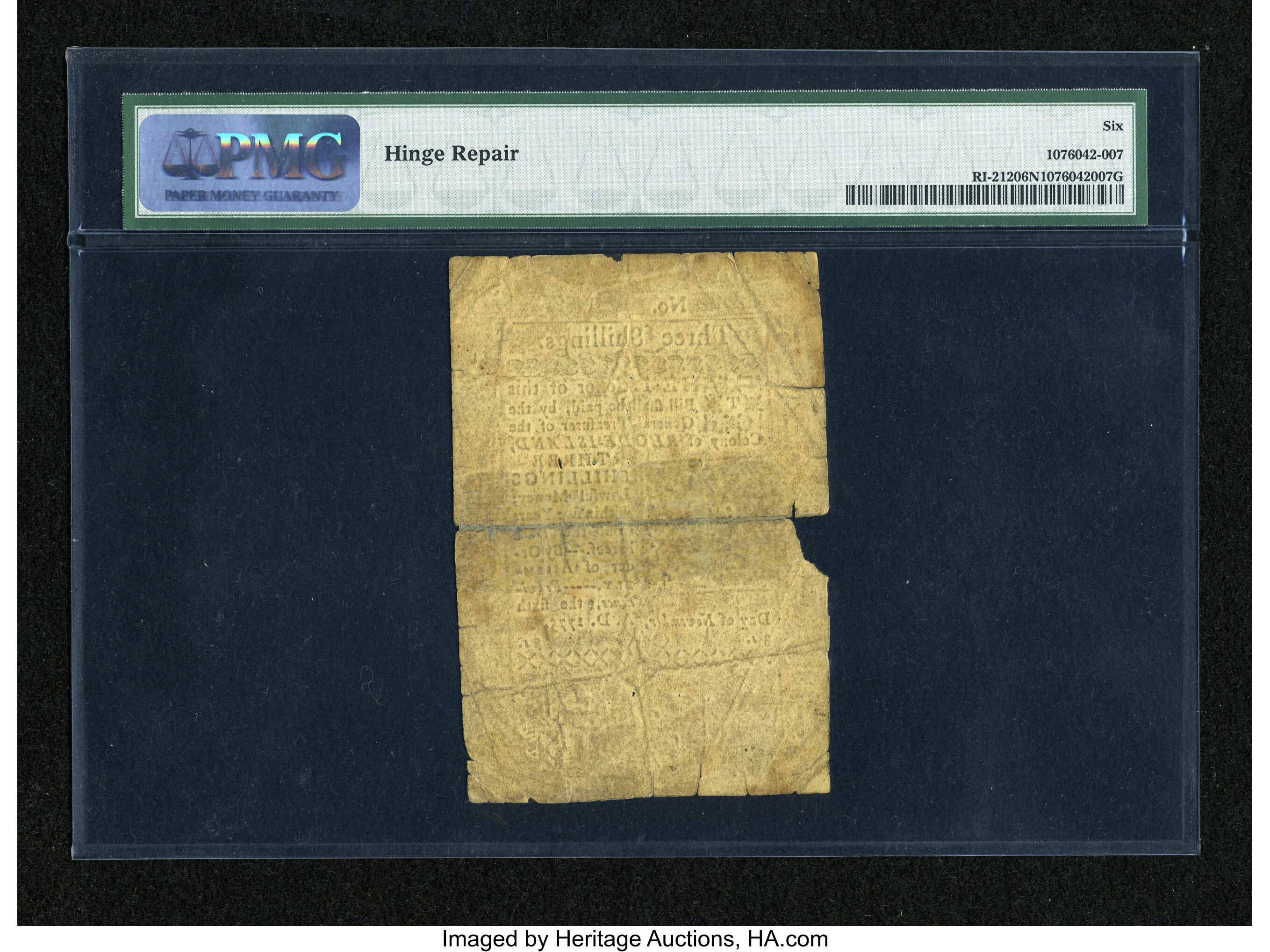 image for: Rhode Island November 6, 1775 3s PMG Good 6 Net....