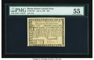 image for: Rhode Island July 2, 1780 $20 PMG About Uncirculated 55....