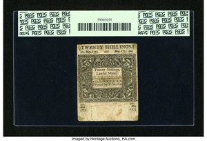 image for: Connecticut May 10, 1775 20s PCGS Very Fine 30....