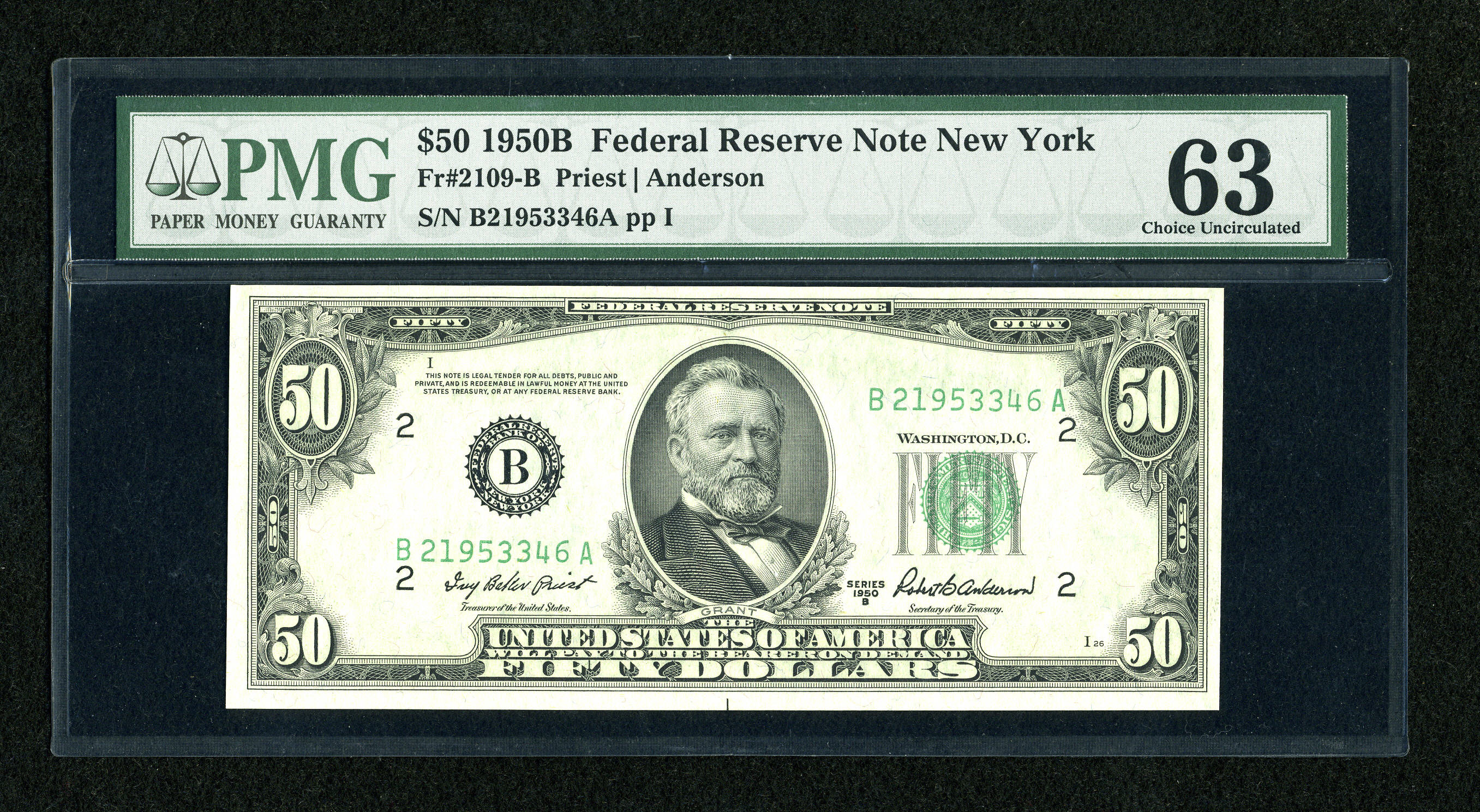 image for: Fr. 2109-B $50 1950B Federal Reserve Note. PMG Choice Uncirculated 63....