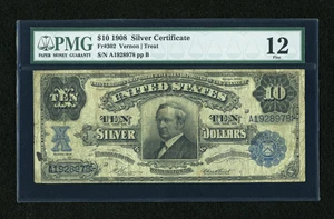 image for: Fr. 302 $10 1908 Silver Certificate PMG Fine 12....