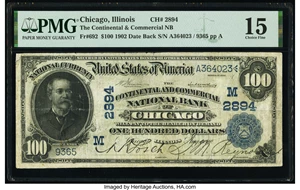 image for: Chicago, IL - $100 1902 Date Back Fr. 692 The Continental and Commercial National Bank Ch. # (M)2894 PMG Choice Fine 15....