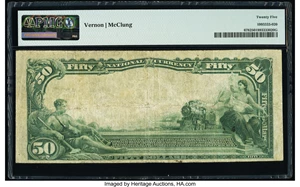 image for: New Castle, IN - $50 1902 Plain Back Fr. 678 The Farmers & First National Bank Ch. # (M)9852 PMG Very Fine 25....