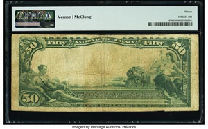 image for: New Castle, IN - $50 1902 Plain Back Fr. 678 The Farmers & First National Bank Ch. # (M)9852 PMG Choice Fine 15....