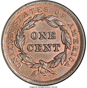 image for: 1842 1C Large Date MS66 Red and Brown NGC....